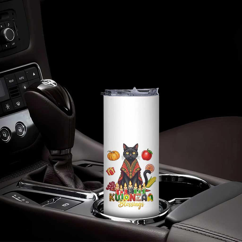 Kwanzaa Blessings Skinny Tumbler Funny Cat African Heritage Gift - Wonder Print Shop
