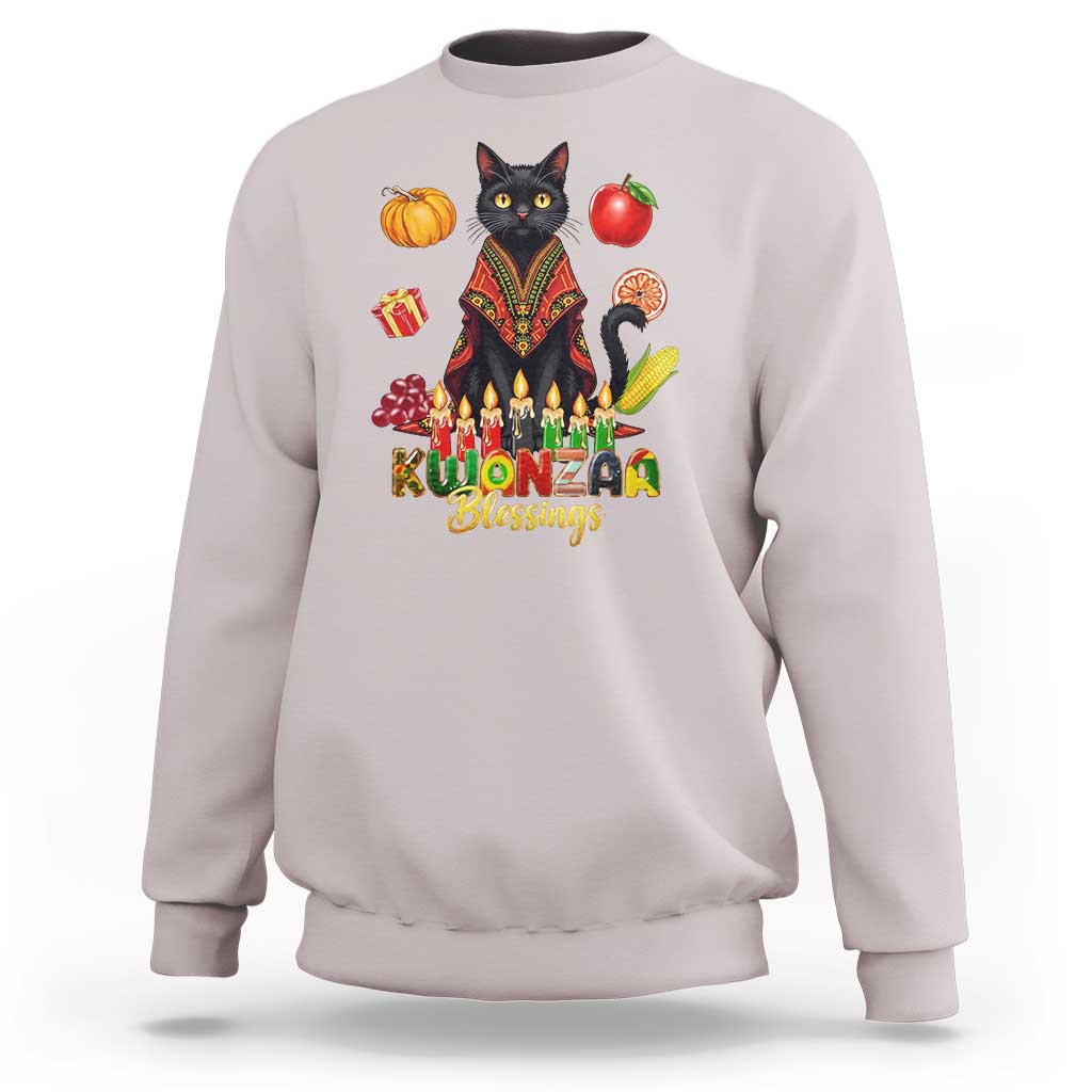 Kwanzaa Blessings Sweatshirt Funny Cat African Heritage Gift - Wonder Print Shop