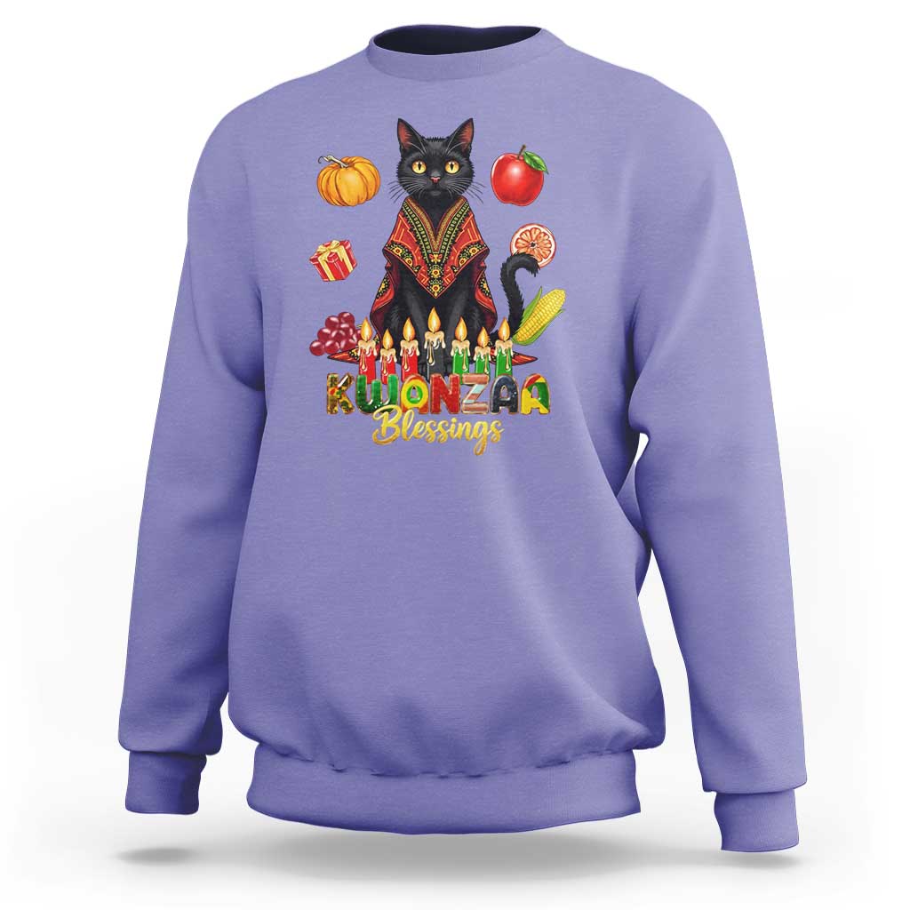 Kwanzaa Blessings Sweatshirt Funny Cat African Heritage Gift - Wonder Print Shop