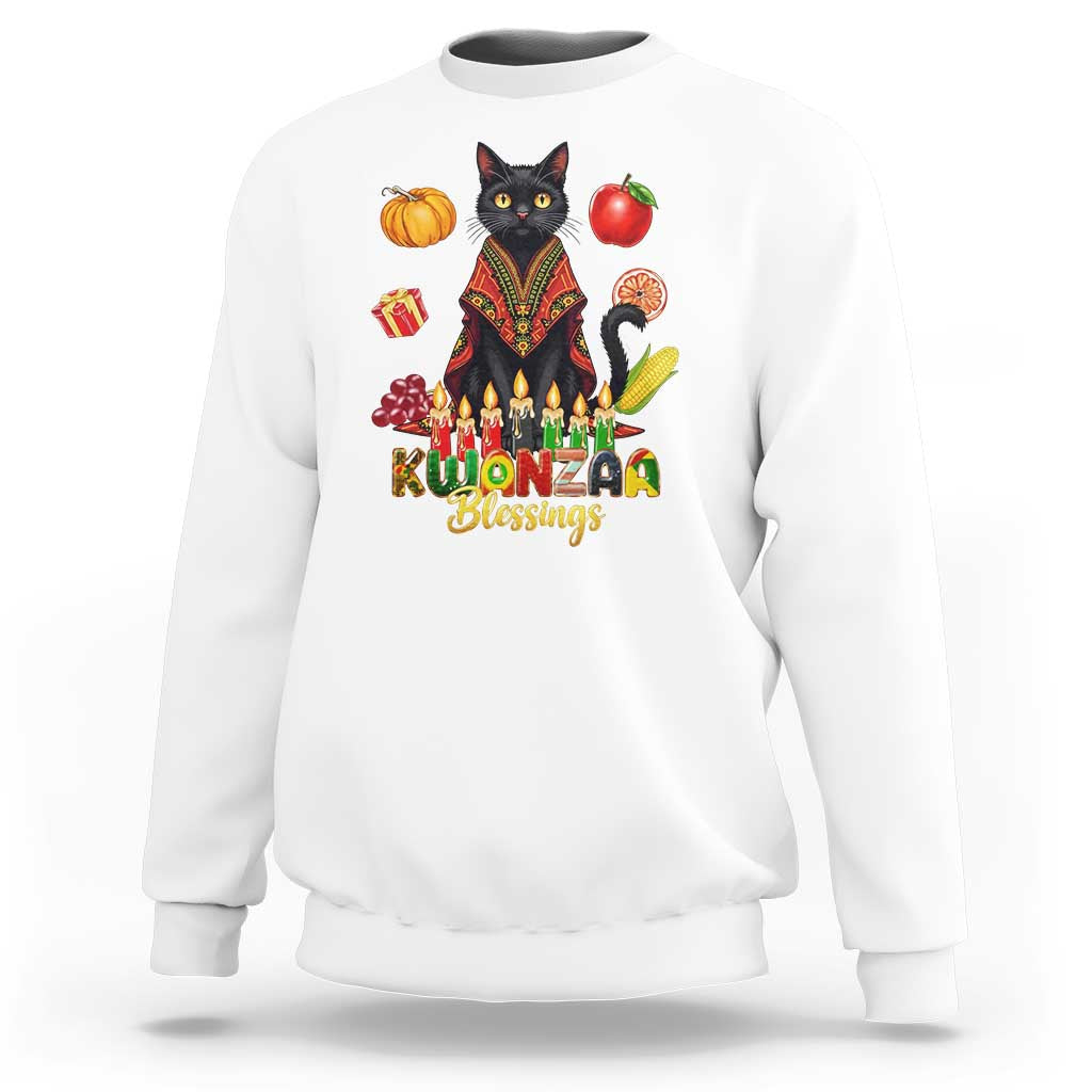 Kwanzaa Blessings Sweatshirt Funny Cat African Heritage Gift - Wonder Print Shop