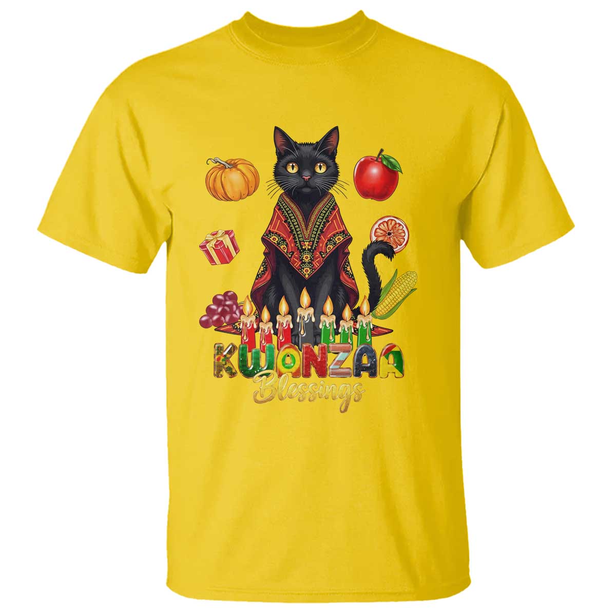 Kwanzaa Blessings T Shirt Funny Cat African Heritage Gift - Wonder Print Shop