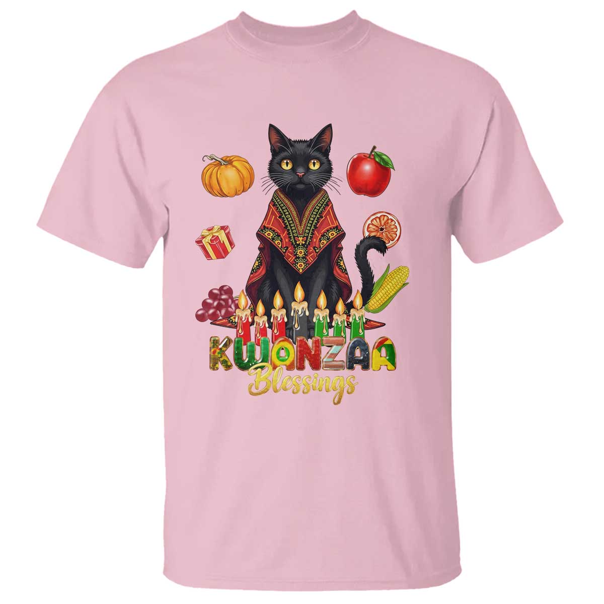 Kwanzaa Blessings T Shirt Funny Cat African Heritage Gift - Wonder Print Shop