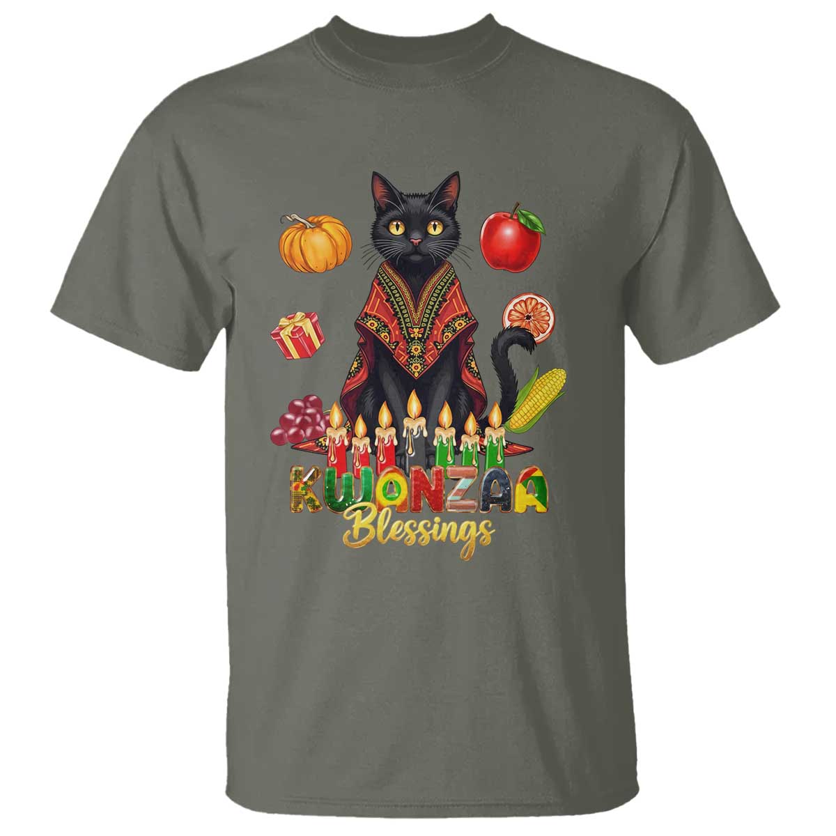 Kwanzaa Blessings T Shirt Funny Cat African Heritage Gift - Wonder Print Shop