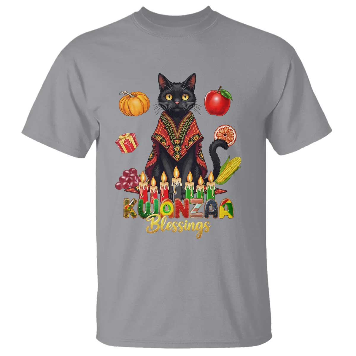 Kwanzaa Blessings T Shirt Funny Cat African Heritage Gift - Wonder Print Shop