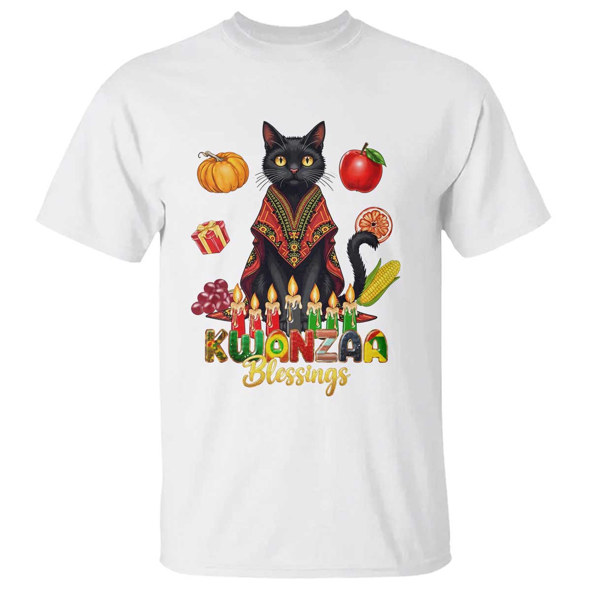Kwanzaa Blessings T Shirt Funny Cat African Heritage Gift - Wonder Print Shop