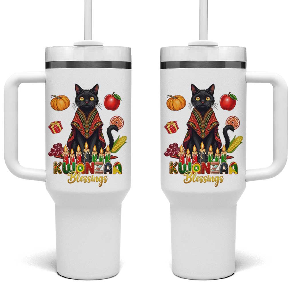 Kwanzaa Blessings Tumbler With Handle Funny Cat African Heritage Gift - Wonder Print Shop