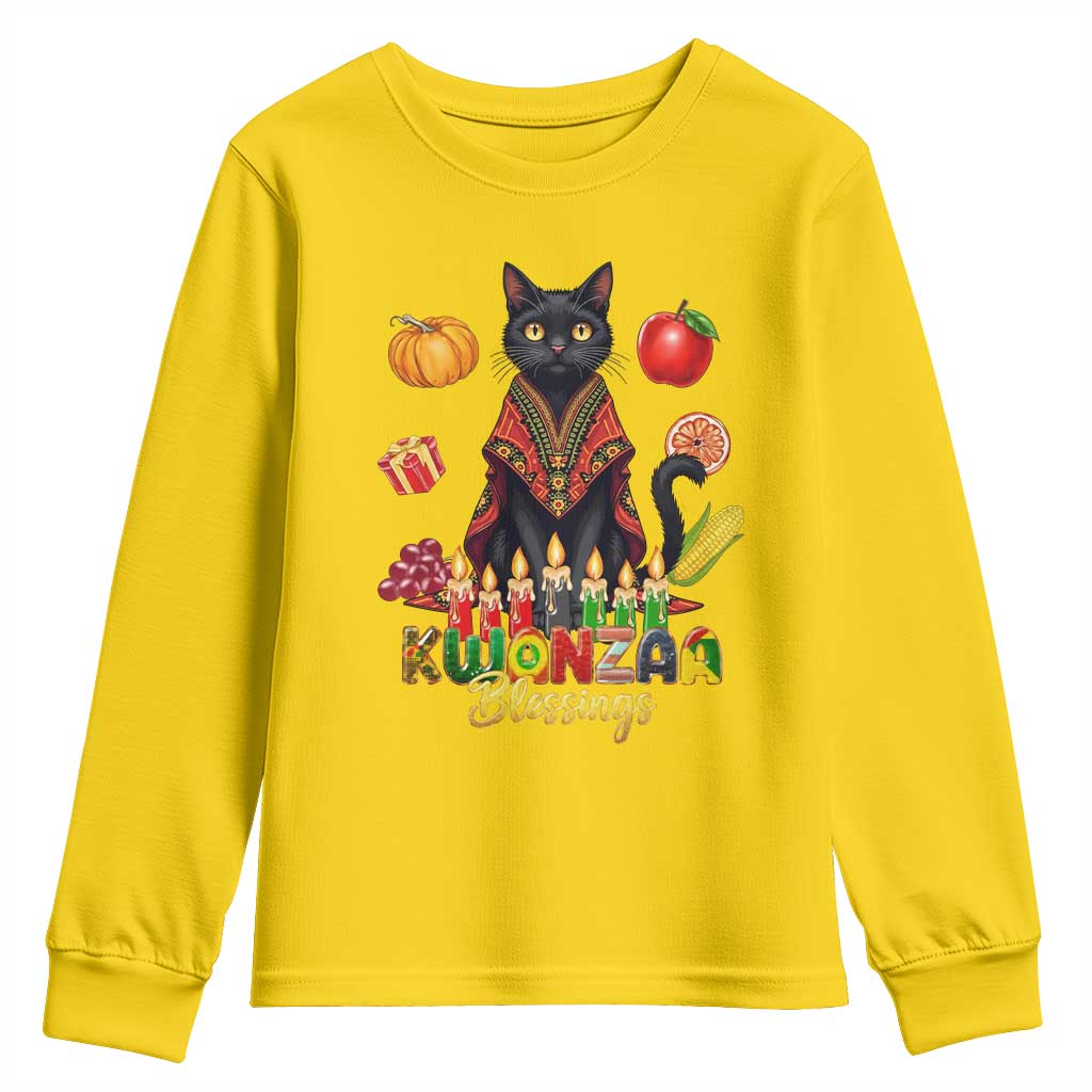 Kwanzaa Blessings Youth Sweatshirt Funny Cat African Heritage Gift - Wonder Print Shop