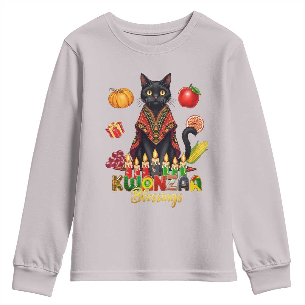 Kwanzaa Blessings Youth Sweatshirt Funny Cat African Heritage Gift - Wonder Print Shop