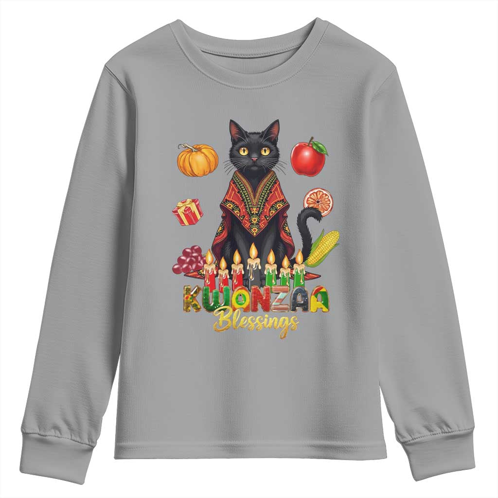 Kwanzaa Blessings Youth Sweatshirt Funny Cat African Heritage Gift - Wonder Print Shop