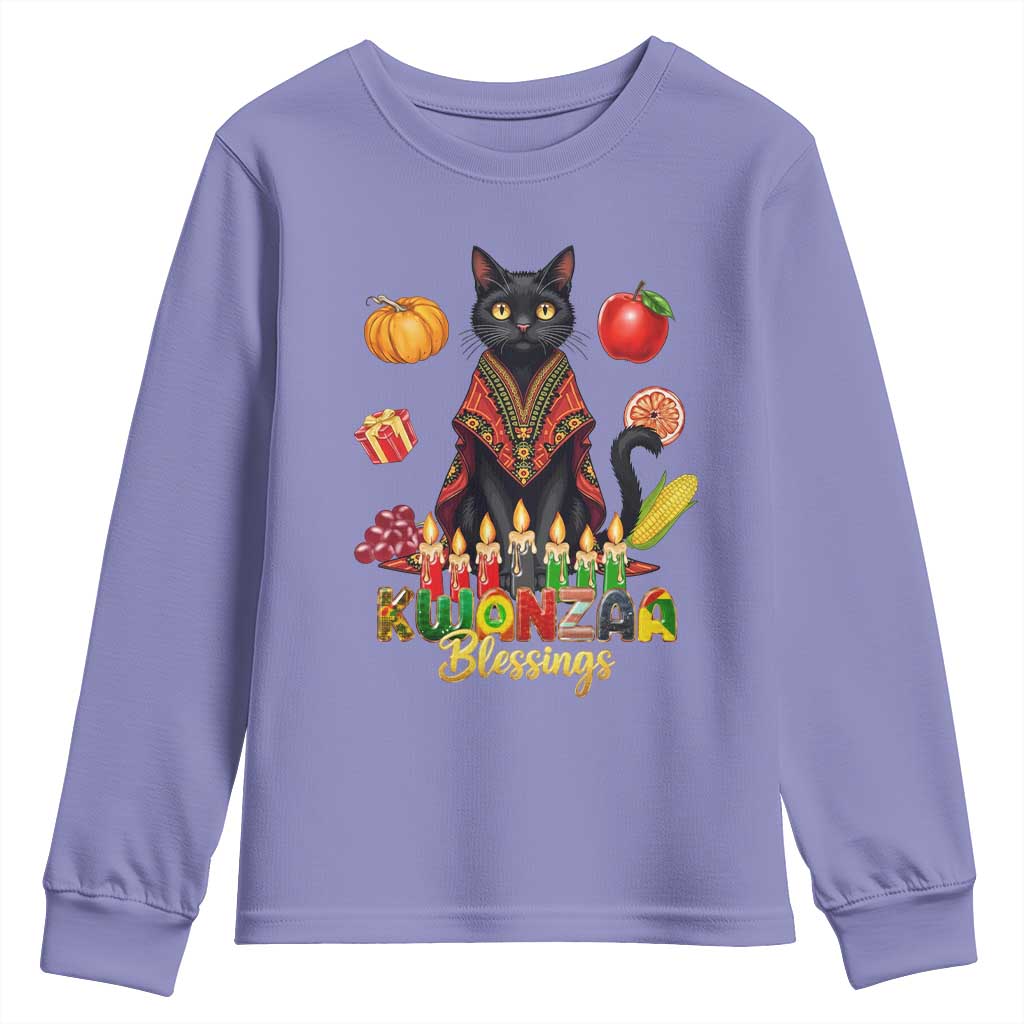 Kwanzaa Blessings Youth Sweatshirt Funny Cat African Heritage Gift - Wonder Print Shop