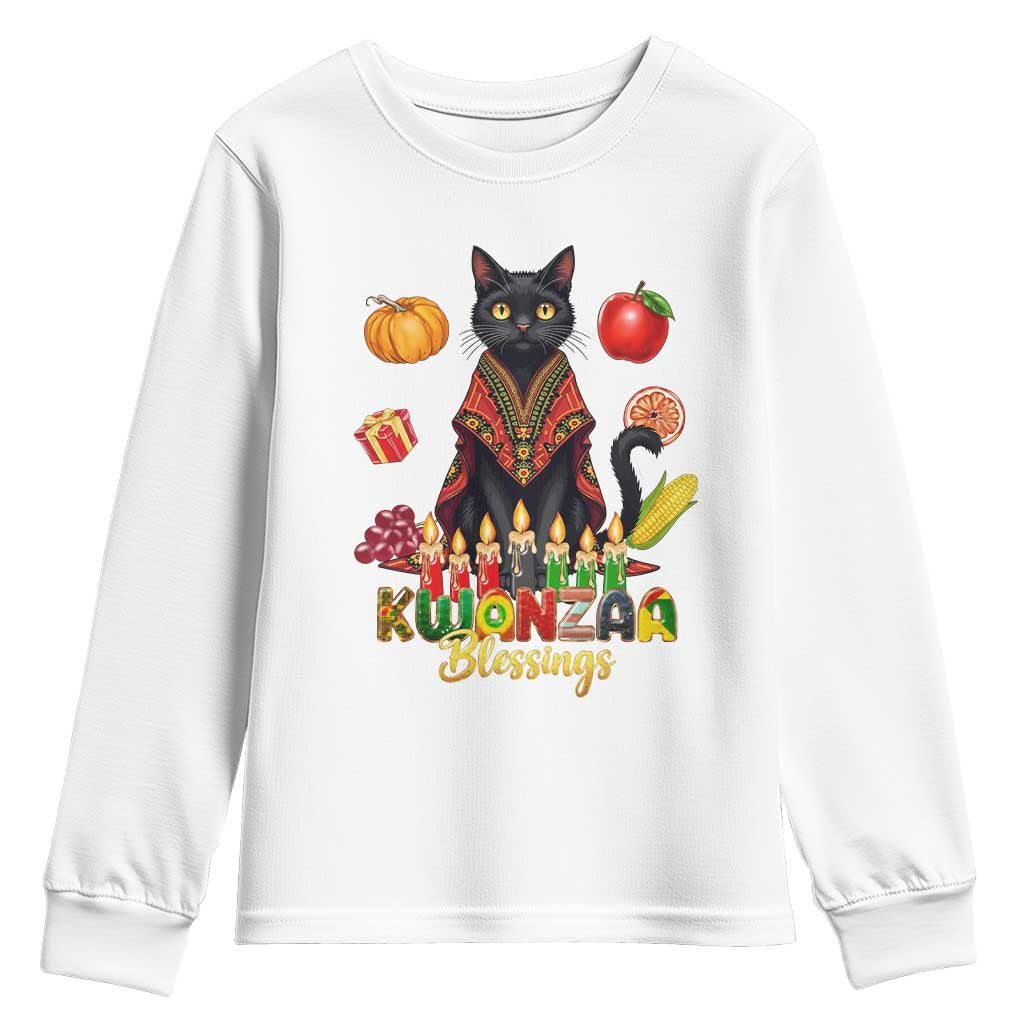 Kwanzaa Blessings Youth Sweatshirt Funny Cat African Heritage Gift - Wonder Print Shop