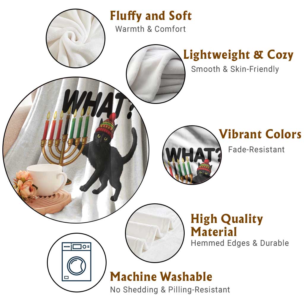 Funny Black Cat Chaos Kwanzaa Kinara Candle Throw Blanket African Heritage Gift - Wonder Print Shop