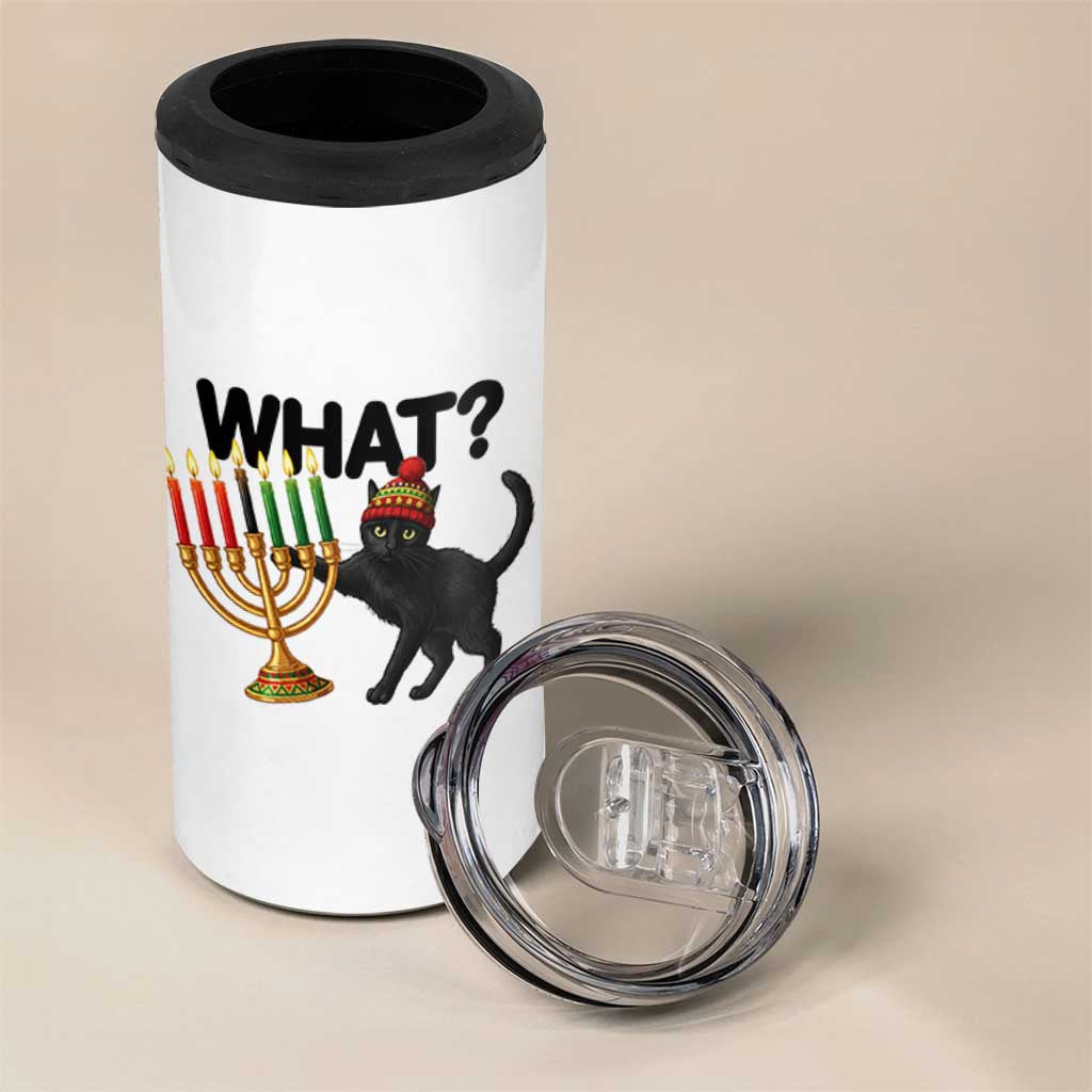 Funny Black Cat Chaos Kwanzaa Kinara Candle 4 in 1 Can Cooler Tumbler African Heritage Gift - Wonder Print Shop