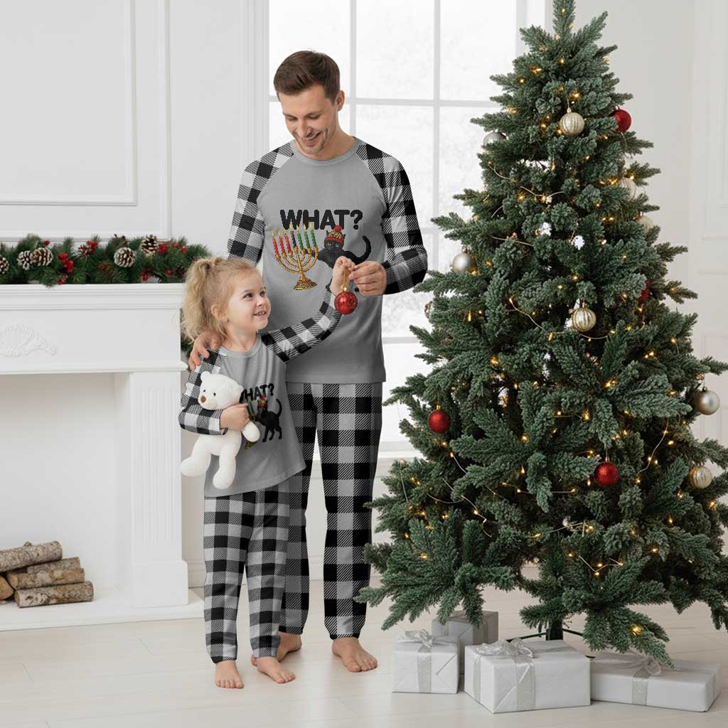 Funny Black Cat Chaos Kwanzaa Kinara Candle Plaid Pajama Set African Heritage Gift - Wonder Print Shop