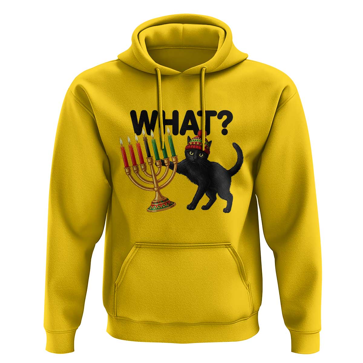Funny Black Cat Chaos Kwanzaa Kinara Candle Hoodie African Heritage Gift - Wonder Print Shop