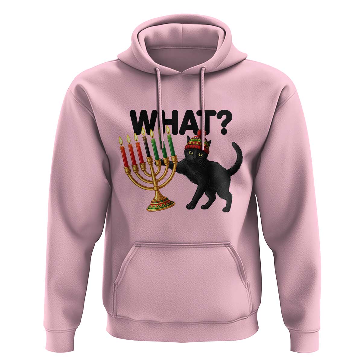Funny Black Cat Chaos Kwanzaa Kinara Candle Hoodie African Heritage Gift - Wonder Print Shop