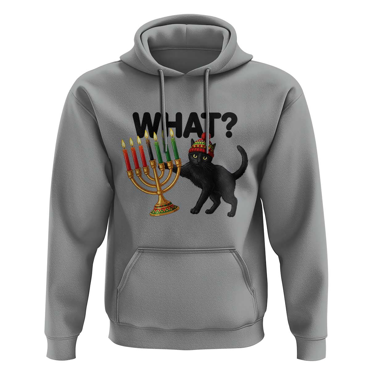 Funny Black Cat Chaos Kwanzaa Kinara Candle Hoodie African Heritage Gift - Wonder Print Shop