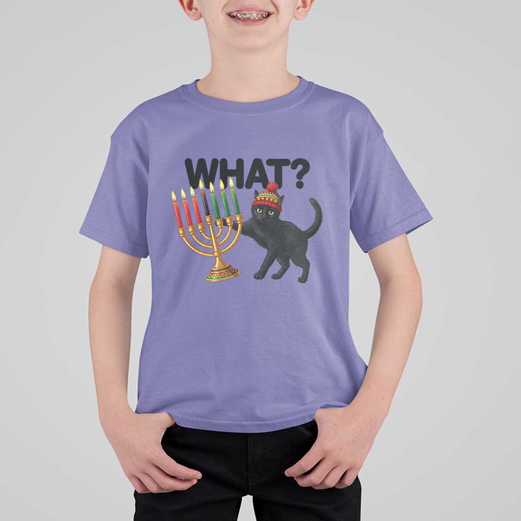 Funny Black Cat Chaos Kwanzaa Kinara Candle T Shirt For Kid African Heritage Gift - Wonder Print Shop