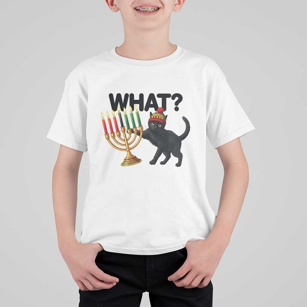 Funny Black Cat Chaos Kwanzaa Kinara Candle T Shirt For Kid African Heritage Gift - Wonder Print Shop