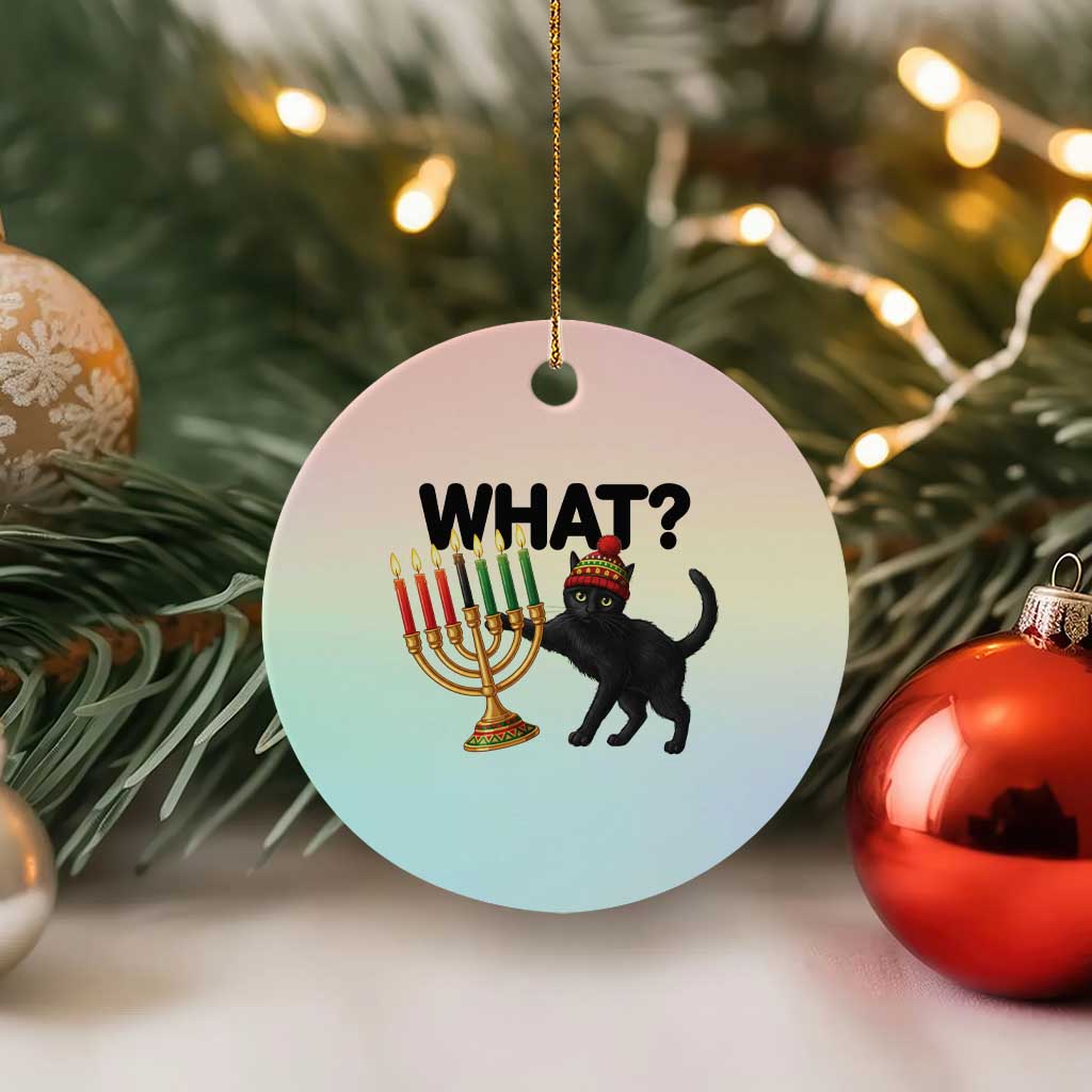 Funny Black Cat Chaos Kwanzaa Kinara Candle Ceramic Ornament African Heritage Gift - Wonder Print Shop