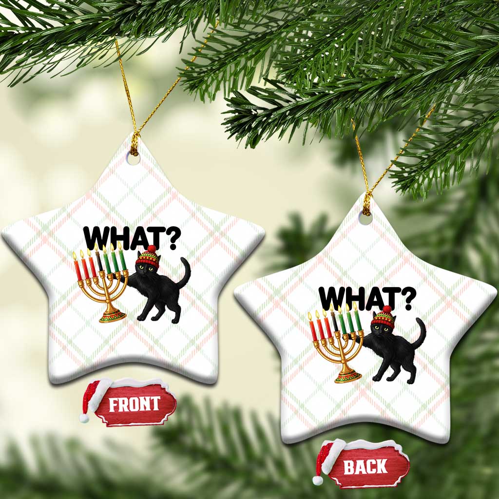 Funny Black Cat Chaos Kwanzaa Kinara Candle Ceramic Ornament African Heritage Gift - Wonder Print Shop