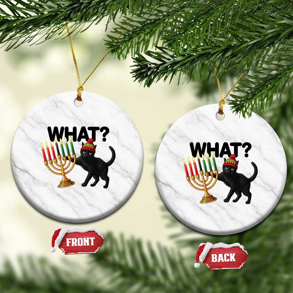 Funny Black Cat Chaos Kwanzaa Kinara Candle Ceramic Ornament African Heritage Gift - Wonder Print Shop