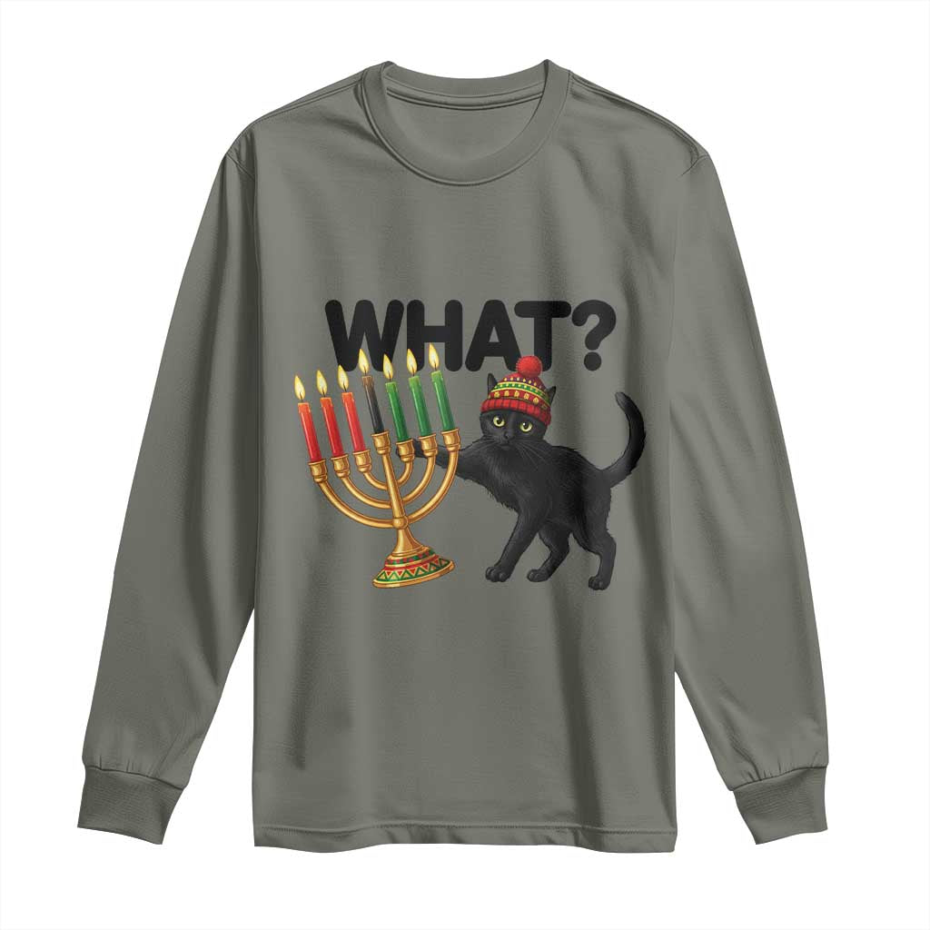 Funny Black Cat Chaos Kwanzaa Kinara Candle Long Sleeve Shirt African Heritage Gift - Wonder Print Shop