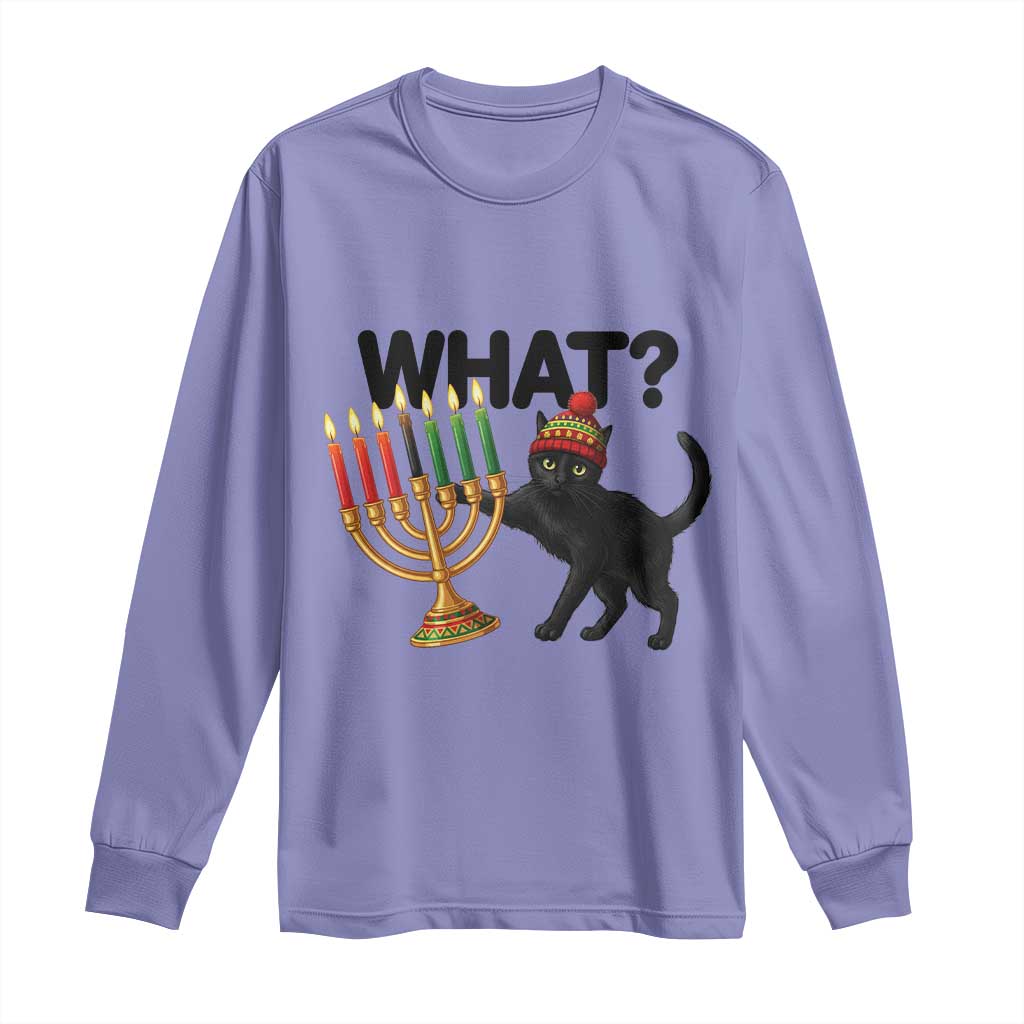 Funny Black Cat Chaos Kwanzaa Kinara Candle Long Sleeve Shirt African Heritage Gift - Wonder Print Shop