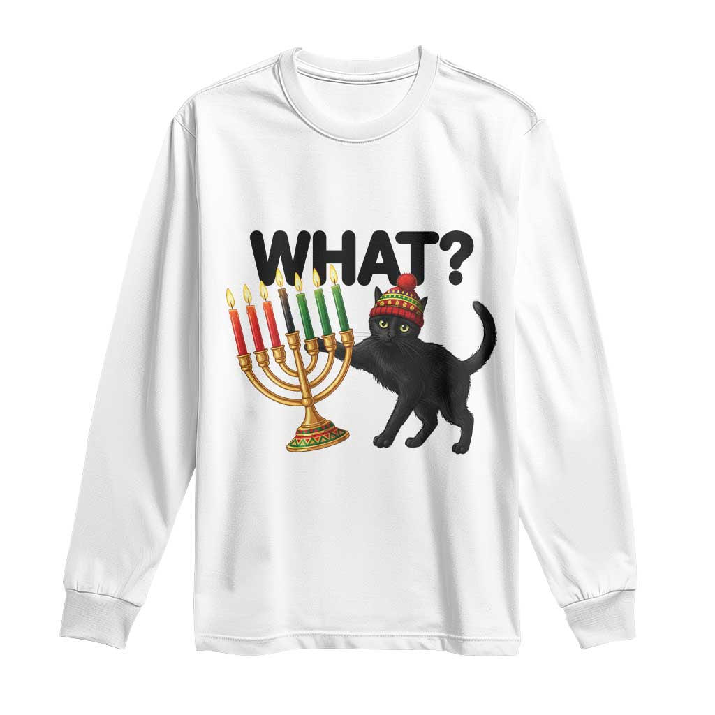 Funny Black Cat Chaos Kwanzaa Kinara Candle Long Sleeve Shirt African Heritage Gift - Wonder Print Shop