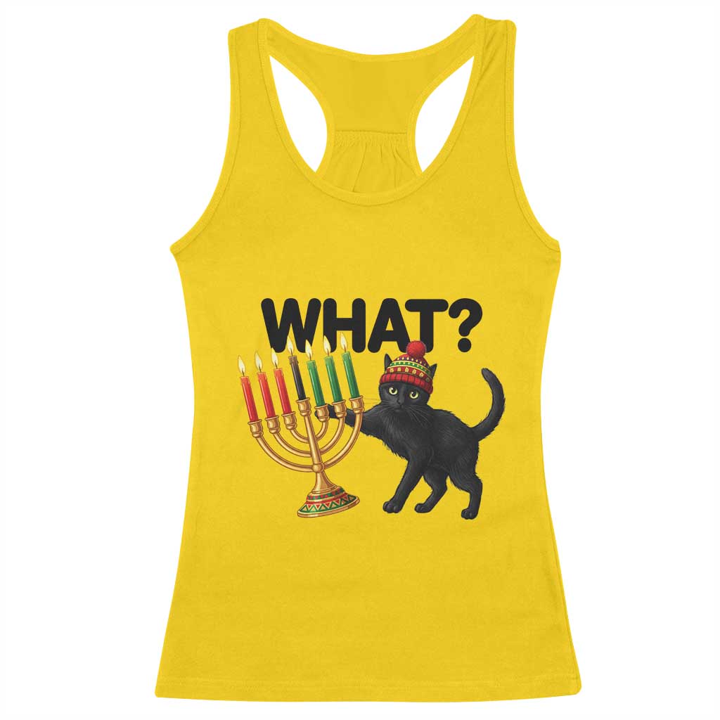 Funny Black Cat Chaos Kwanzaa Kinara Candle Racerback Tank Top African Heritage Gift - Wonder Print Shop