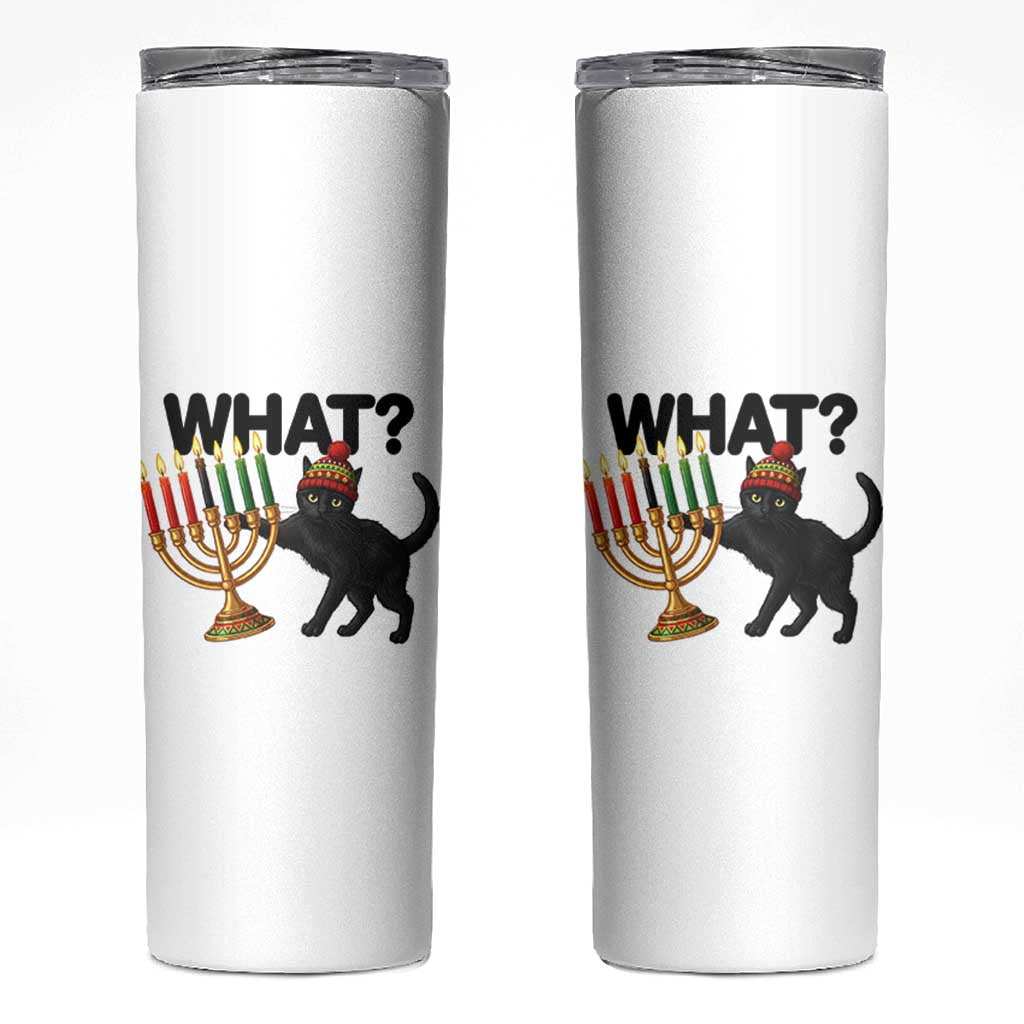 Funny Black Cat Chaos Kwanzaa Kinara Candle Skinny Tumbler African Heritage Gift - Wonder Print Shop