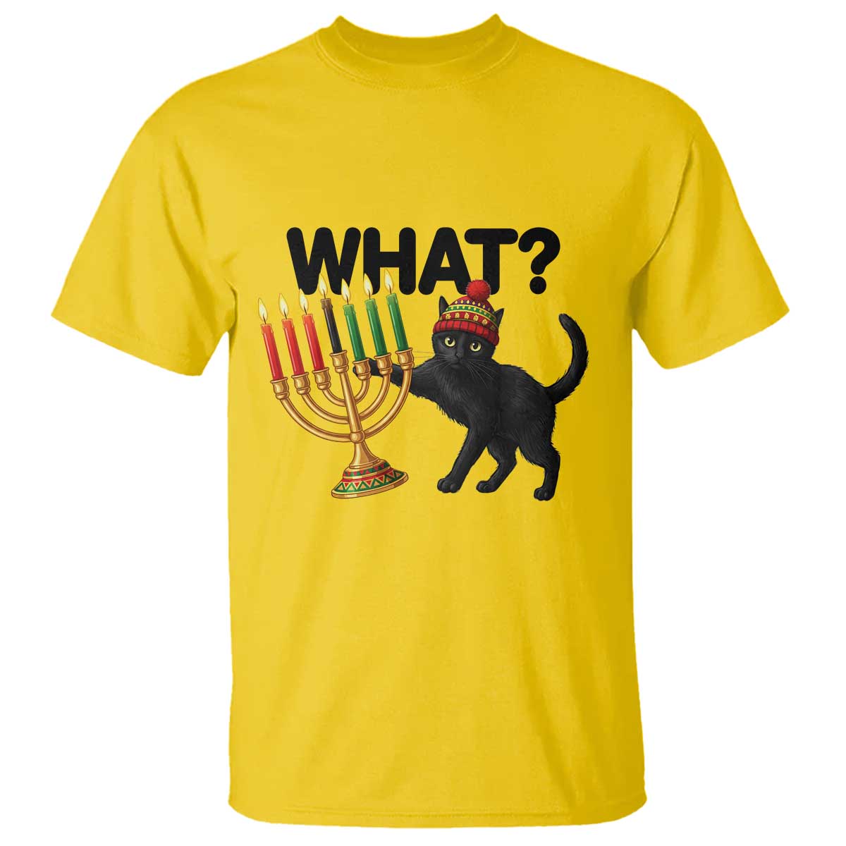 Funny Black Cat Chaos Kwanzaa Kinara Candle T Shirt African Heritage Gift - Wonder Print Shop