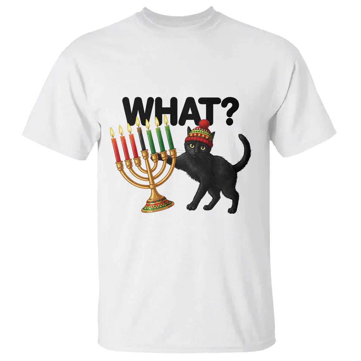 Funny Black Cat Chaos Kwanzaa Kinara Candle T Shirt African Heritage Gift - Wonder Print Shop