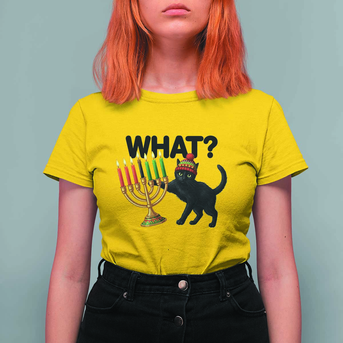 Funny Black Cat Chaos Kwanzaa Kinara Candle T Shirt For Women African Heritage Gift - Wonder Print Shop