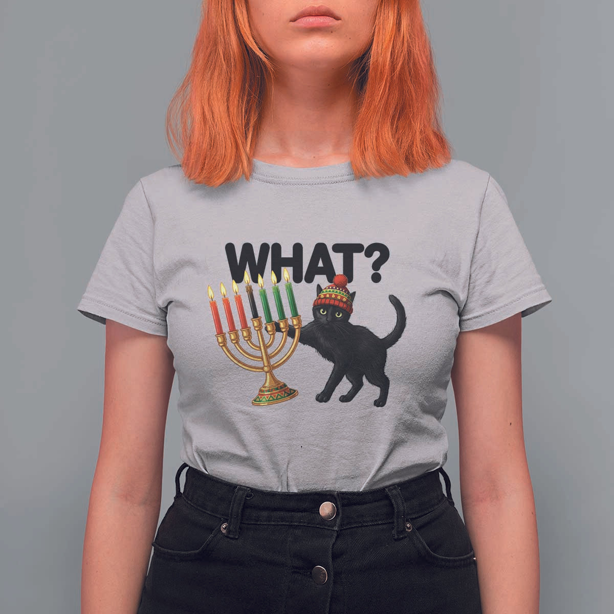 Funny Black Cat Chaos Kwanzaa Kinara Candle T Shirt For Women African Heritage Gift - Wonder Print Shop