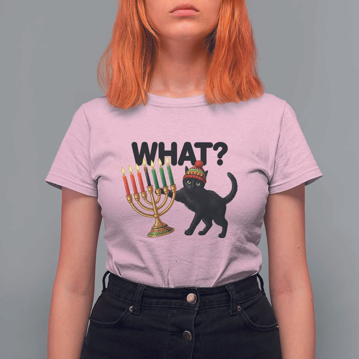 Funny Black Cat Chaos Kwanzaa Kinara Candle T Shirt For Women African Heritage Gift - Wonder Print Shop