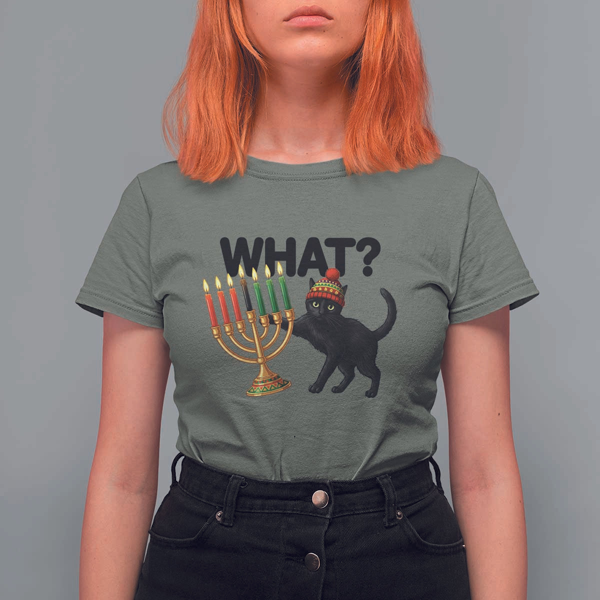 Funny Black Cat Chaos Kwanzaa Kinara Candle T Shirt For Women African Heritage Gift - Wonder Print Shop