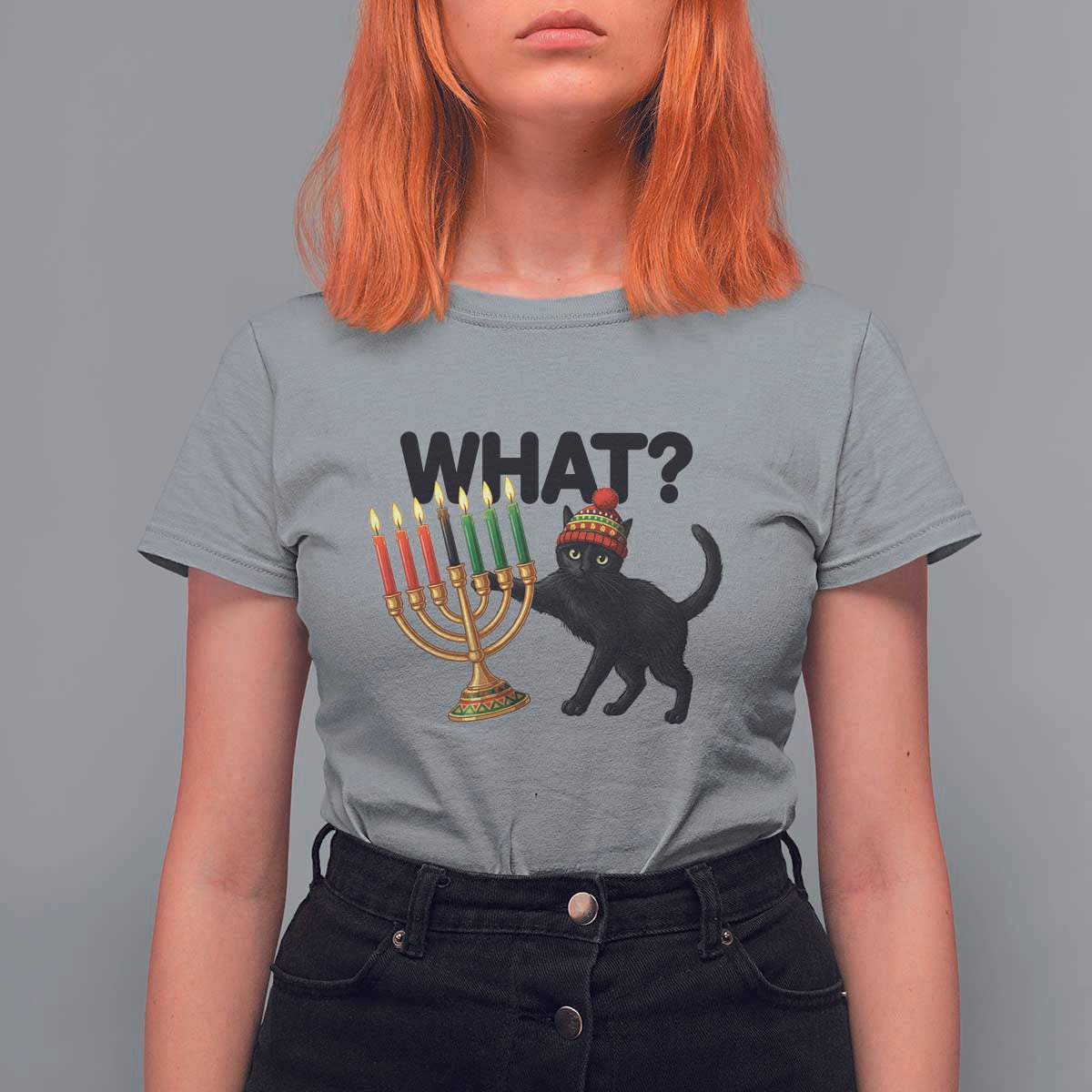 Funny Black Cat Chaos Kwanzaa Kinara Candle T Shirt For Women African Heritage Gift - Wonder Print Shop