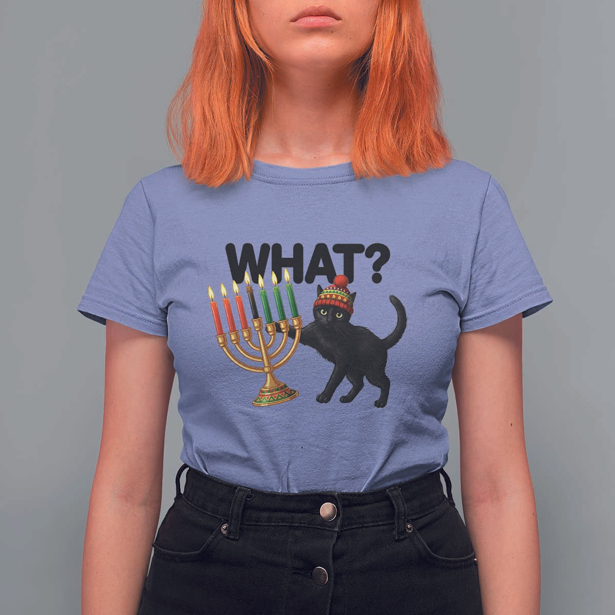 Funny Black Cat Chaos Kwanzaa Kinara Candle T Shirt For Women African Heritage Gift - Wonder Print Shop