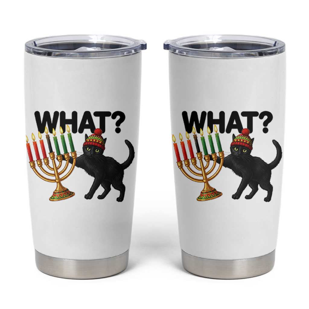 Funny Black Cat Chaos Kwanzaa Kinara Candle Tumbler Cup African Heritage Gift - Wonder Print Shop