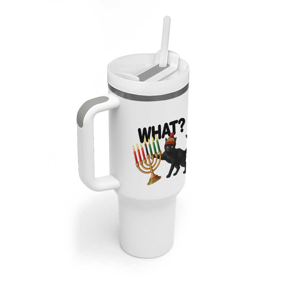 Funny Black Cat Chaos Kwanzaa Kinara Candle Tumbler With Handle African Heritage Gift - Wonder Print Shop