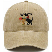 Funny Black Cat Chaos Kwanzaa Kinara Candle Washed Cotton Baseball Cap African Heritage Gift
