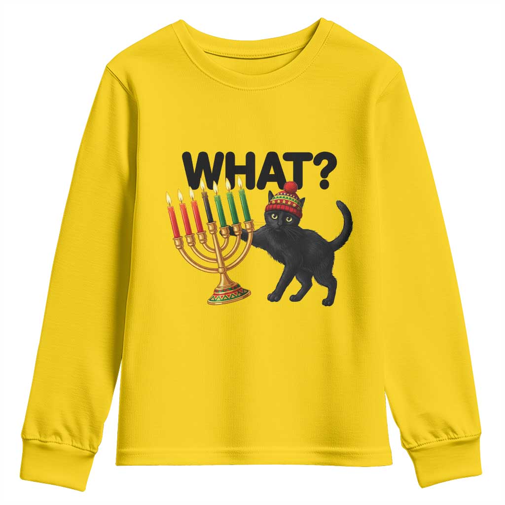 Funny Black Cat Chaos Kwanzaa Kinara Candle Youth Sweatshirt African Heritage Gift - Wonder Print Shop