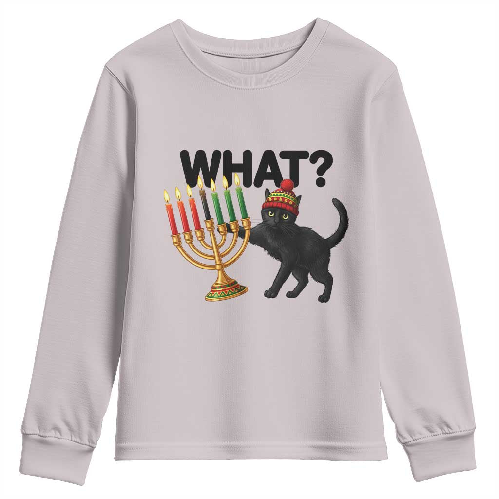 Funny Black Cat Chaos Kwanzaa Kinara Candle Youth Sweatshirt African Heritage Gift - Wonder Print Shop
