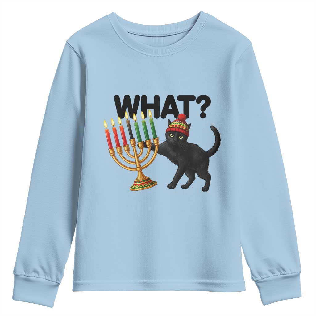 Funny Black Cat Chaos Kwanzaa Kinara Candle Youth Sweatshirt African Heritage Gift - Wonder Print Shop