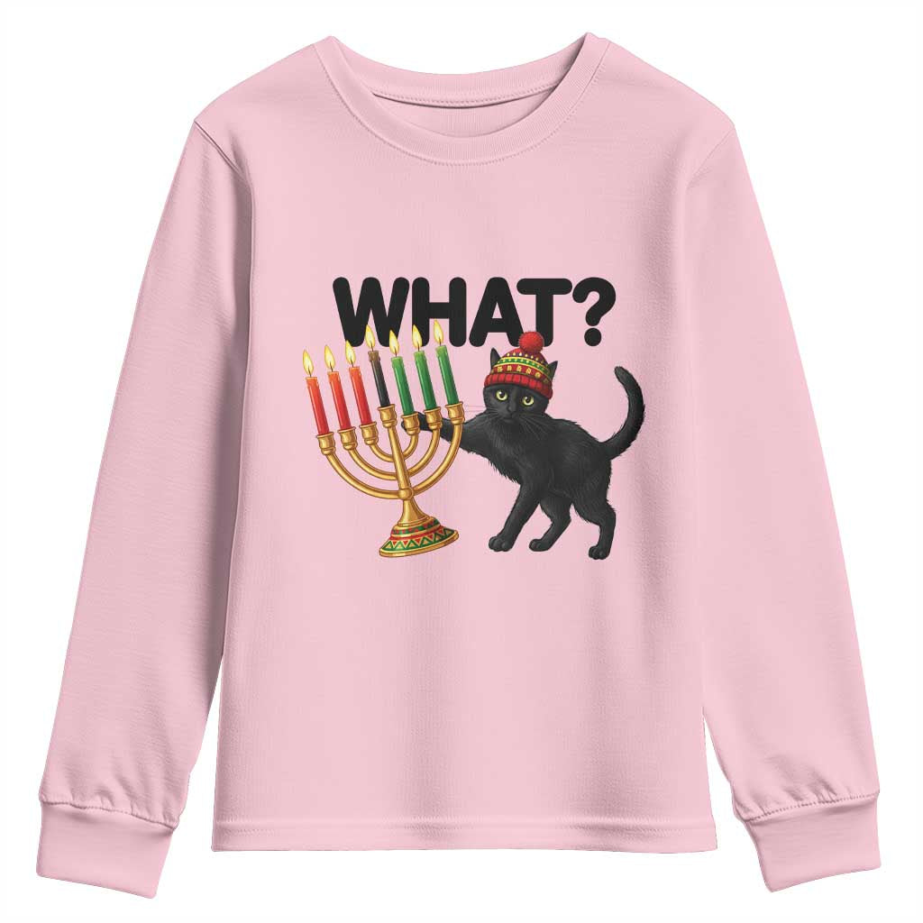Funny Black Cat Chaos Kwanzaa Kinara Candle Youth Sweatshirt African Heritage Gift - Wonder Print Shop