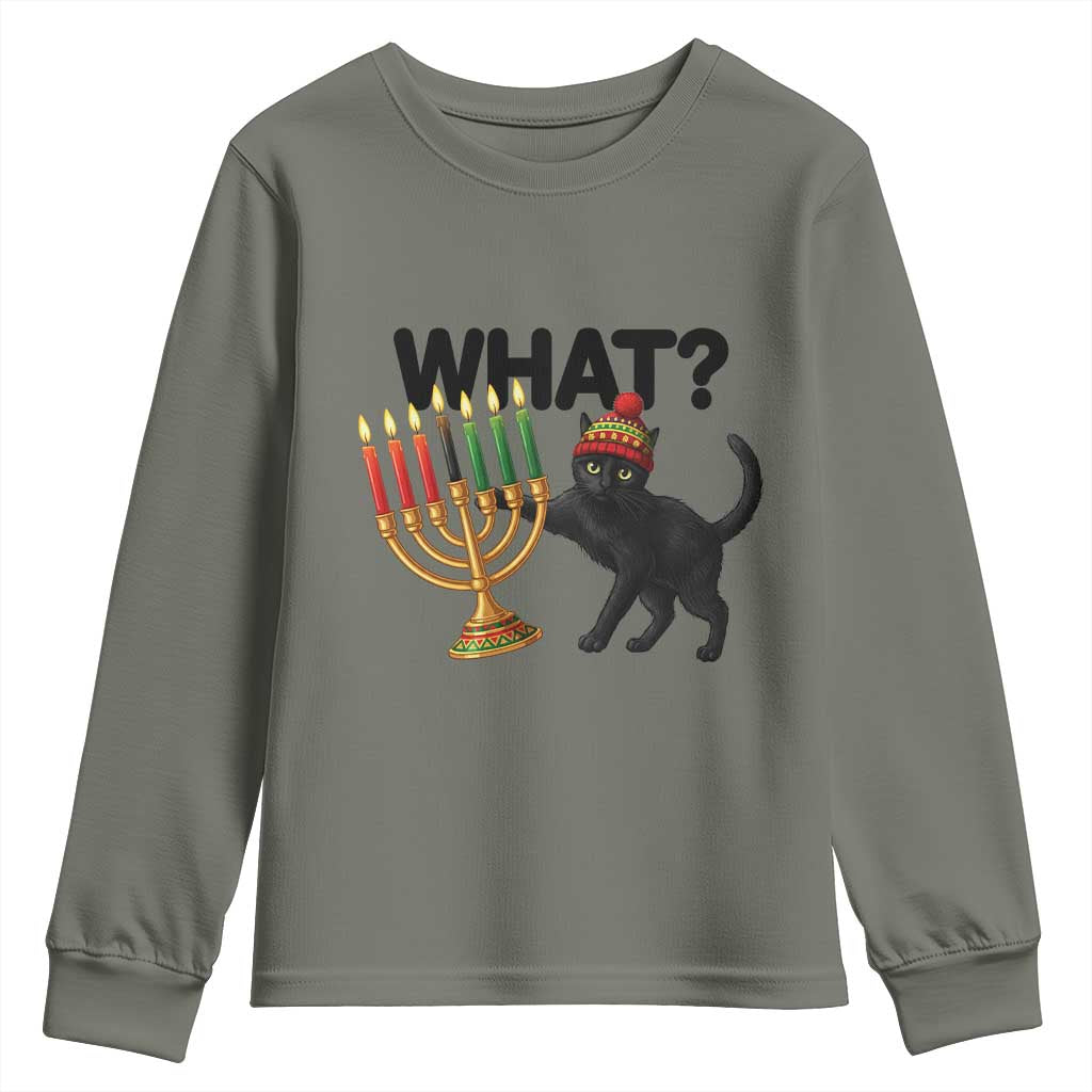 Funny Black Cat Chaos Kwanzaa Kinara Candle Youth Sweatshirt African Heritage Gift - Wonder Print Shop