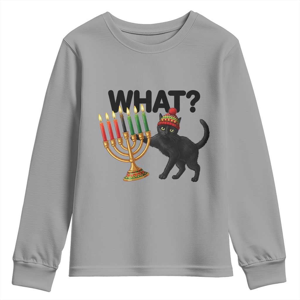 Funny Black Cat Chaos Kwanzaa Kinara Candle Youth Sweatshirt African Heritage Gift - Wonder Print Shop