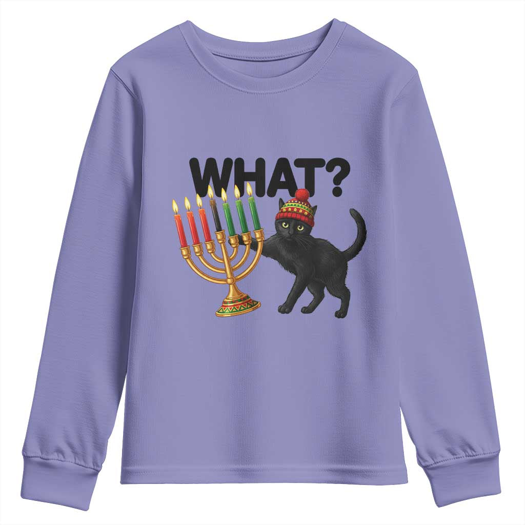Funny Black Cat Chaos Kwanzaa Kinara Candle Youth Sweatshirt African Heritage Gift - Wonder Print Shop