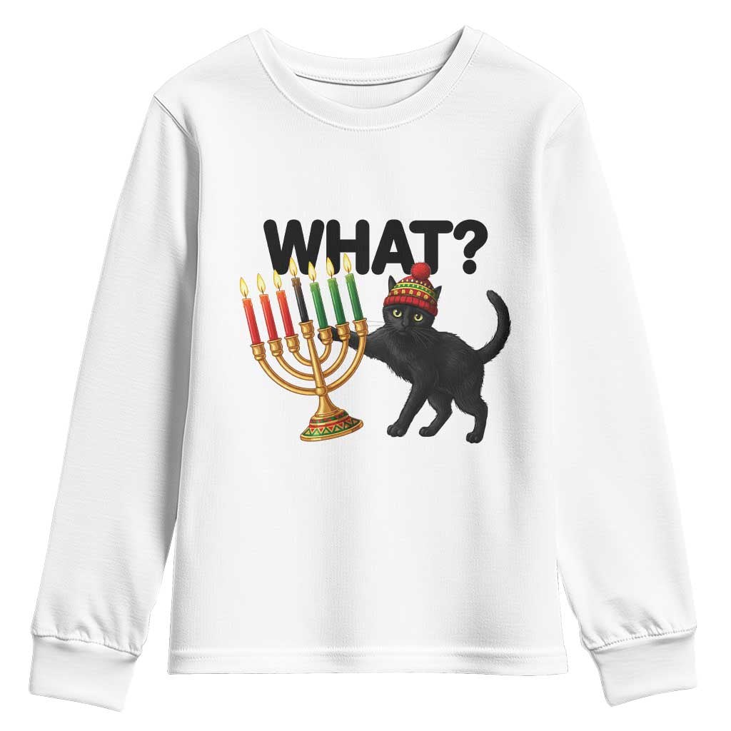 Funny Black Cat Chaos Kwanzaa Kinara Candle Youth Sweatshirt African Heritage Gift - Wonder Print Shop